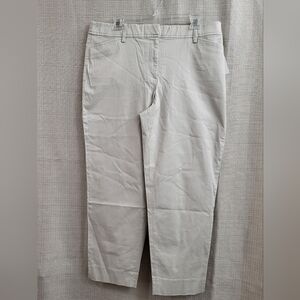 Talbots Perfect Crop Pant Khaki Slim Leg Pockets Slit Stretch Size 12 NWT